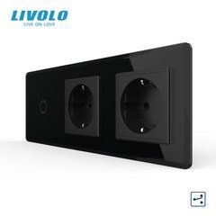 Сенсорний прохідний/перехресний вимикач 1 сенсор 2 розетки Livolo