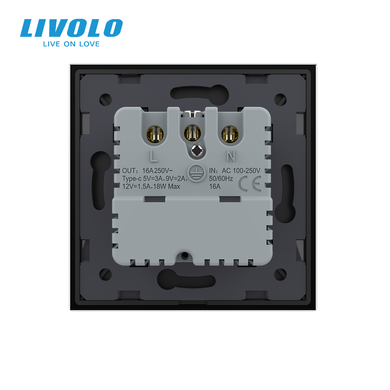 Електрична розетка з USB Type-C Power Delivery 18 Вт Livolo