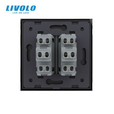 Кнопочный двухклавишный выключатель без фиксации Импульсный выключатель Livolo
