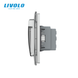 Smart touch switch LIVOLO with socket IP44 cover gray 2.5D 16A 230V with grounding shutter glass