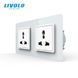 Double universal socket LIVOLO white 2.5D glass