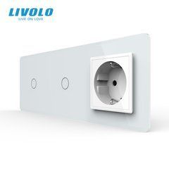 Сенсорний вимикач 2 сенсора 1 розетка Livolo