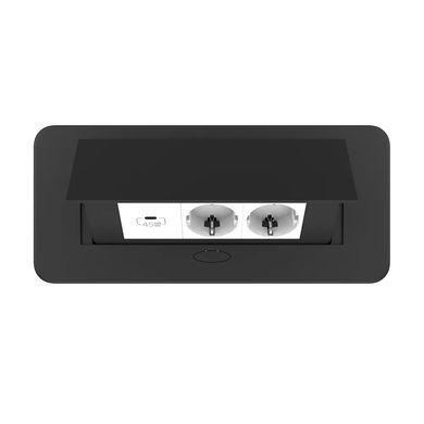 Double desktop socket with USB-C black Livolo