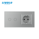Smart EC touch switch 2 gang 1 socket Livolo