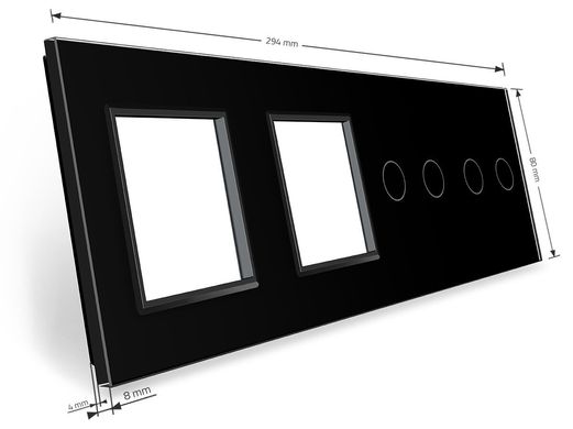 Сенсорная панель комбинированная для выключателя 4 сенсора 2 розетки Livolo