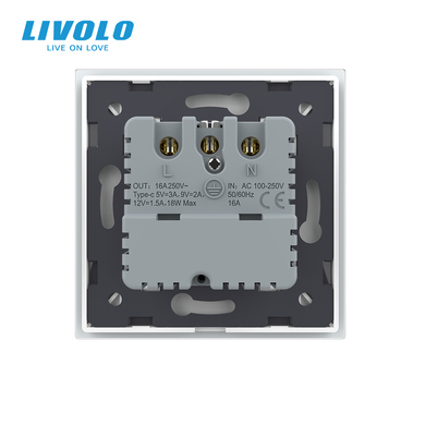 Електрична розетка з USB Type-C Power Delivery 18 Вт Livolo