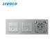 LIVOLO smart sensor dimmer 2 sensors (1-1) with IP44 socket, cover, gray glass, 16A 230V, grounding