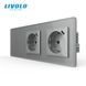 Touch light switch LIVOLO, 1 gang + 2 sockets with 2 USB-C ports, 18 W each, 16 A, earthed