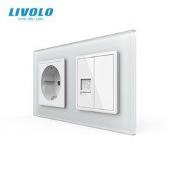 Розетка двомісна комбінована Силова Інтернет Livolo