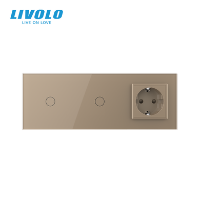 Сенсорный выключатель 2 сенсора 1 розетка Livolo