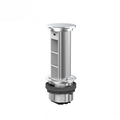 Empty triple lifting sockets box with USB Livolo gray