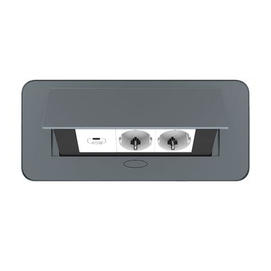 Double desktop socket with USB-C graphite Livolo