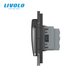 Smart touch dimmer LIVOLO 2 sensors (1-1) with IP44 socket, cover, black glass, 16A 230V, grounding