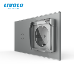 Touch switch 1 gang 1 waterproof socket Livolo