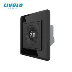Розумний датчик температури та вологості ZigBee (термометр-гігрометр) LIVOLO чорний, 2.5D скляна рамка