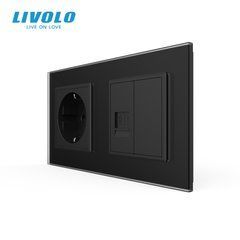 Розетка двомісна комбінована Силова Інтернет Livolo