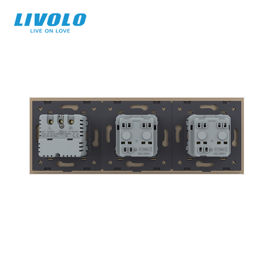 Тройная розетка LIVOLO с заземлением и USB-C 18 Вт, 16 А, со стеклянной рамкой