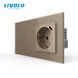 LIVOLO touch-sensitive passage switch with socket and USB Type-C 18W, gold, glass, with grounding