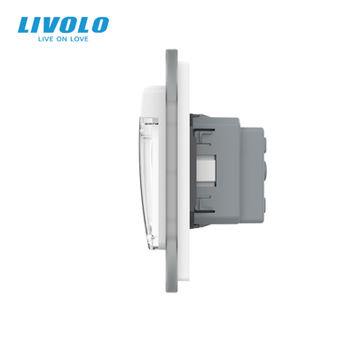 Two-way touch dimmer LIVOLO, 2 gangs + socket with IP44 cover, 16 A, earthed