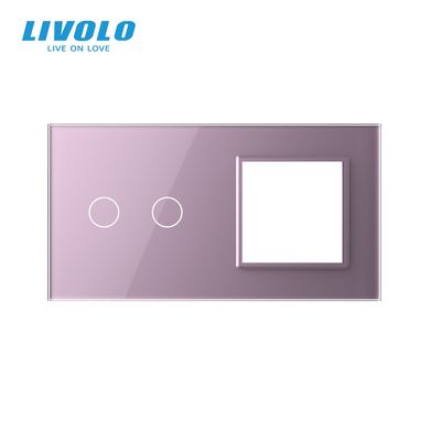 Сенсорная панель комбинированная для выключателя 2 сенсора 1 розетка Livolo
