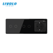 Touch light switch LIVOLO, 4 gangs (2-2) + socket with IP44 cover, 16 A, earthed