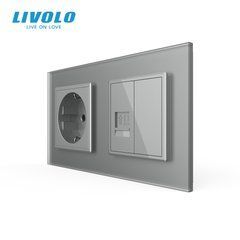 Розетка двомісна комбінована Силова Інтернет Livolo
