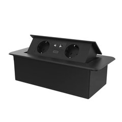 Мебельная розетка двойная с USB и универсальной розеткой 2 в 1 Livolo черный (VL-SHS013-2TC-T25-UA-6BP-B)