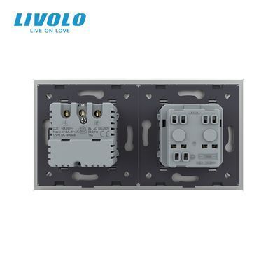 Двойная розетка LIVOLO с заземлением и USB-C 18 Вт, 16 А, со стеклянной рамкой
