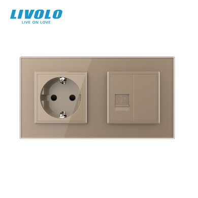 Double wall power socket & Computer socket Livolo
