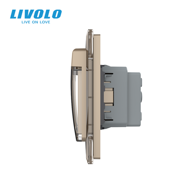 Перекрёстный выключатель LIVOLO, 2 клавиши + розетка с крышкой IP44, 16 А, с заземлением