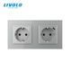 Двойная розетка LIVOLO с заземлением и USB-C 18 Вт, 16 А, со стеклянной рамкой