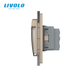 LIVOLO walk-through sensor dimmer 3 sensors (1-2) with IP44 socket, cover, gold 2.5D glass, 16A 230V, grounding