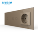 Touch switch 3 gang 1 socket Livolo