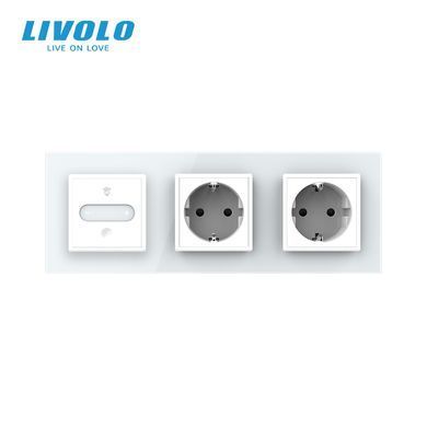 LIVOLO smart touch-sensitive dimmer with 2 sockets, white, glass, 2A 230V