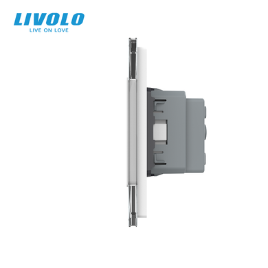 LIVOLO smart touch-sensitive dimmer with 2 sockets, white, glass, 2A 230V