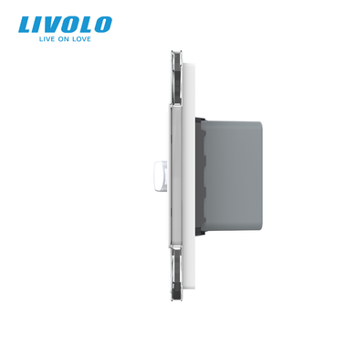 LIVOLO Socket with Grounding and Motion Sensor, White, Wall-mounted Designer, Glass Frame, 250V 16A