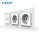 LIVOLO smart touch-sensitive dimmer with 2 sockets, white, glass, 2A 230V