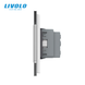 Smart touch dimmer with LIVOLO 16A 230V socket with grounding, blinds, white, glass