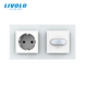 LIVOLO Socket with Grounding and Motion Sensor, White, Wall-mounted Designer, Glass Frame, 250V 16A