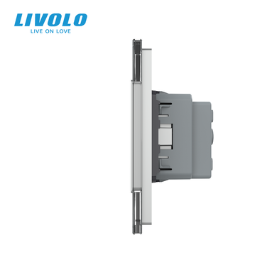 LIVOLO smart touch-sensitive walk-through dimmer with 2 sockets, gray, glass, 2A 230V