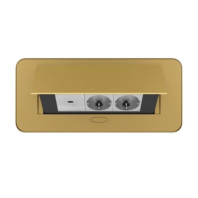 Розетка меблева подвійна з USB-С золота Livolo