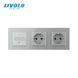 LIVOLO smart touch-sensitive walk-through dimmer with 2 sockets, gray, glass, 2A 230V
