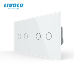 Smart touch switch LIVOLO 4 buttons (2-2) white glass Wi-Fi