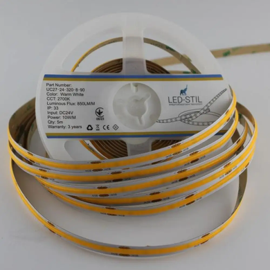 Светодиодная лента LED-STIL 2700K 10 Вт/м COB 320 диодов IP33 24 Вольта 900 Lm теплый свет