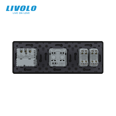 Перехресний вимикач LIVOLO, 2 клавіші + 2 розетки з USB-C 18 Вт, 16 А, із заземленням