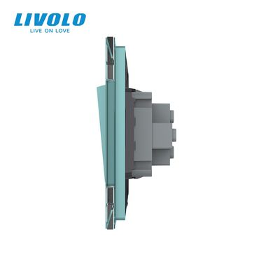 Одноклавішний вимикач Livolo зелений скло (VL-C7K1-18)