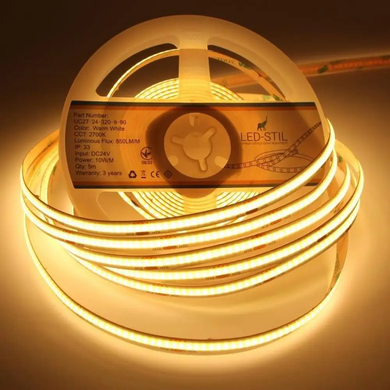 Світлодіодна стрічка LED-STIL 2700K 10 Вт/м COB 320 діодів IP33 24 Вольта 900 Lm тепле світло