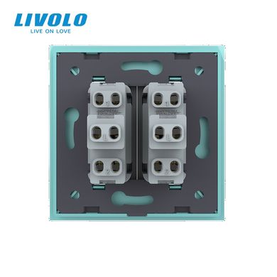 Mechanical switch 2 gang Livolo green glass (VL-C7K2-18)