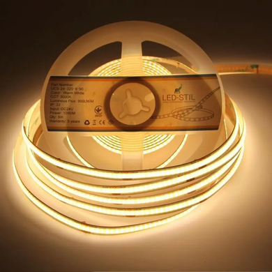 Світлодіодна стрічка LED-STIL 3000K 10 Вт/м COB 320 діодів IP33 24 Вольта 900 Lm тепле світло