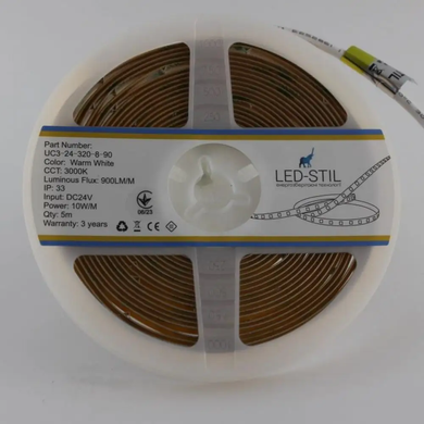LED strip LED-STIL 3000K 10 W/m COB 320 diodes IP33 24 Volt 900 Lm warm light
